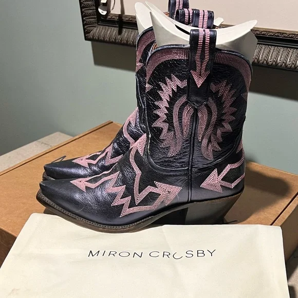 Miron Crosby Metallic Navy & Pink Cowgirl Boots - Sz. 10